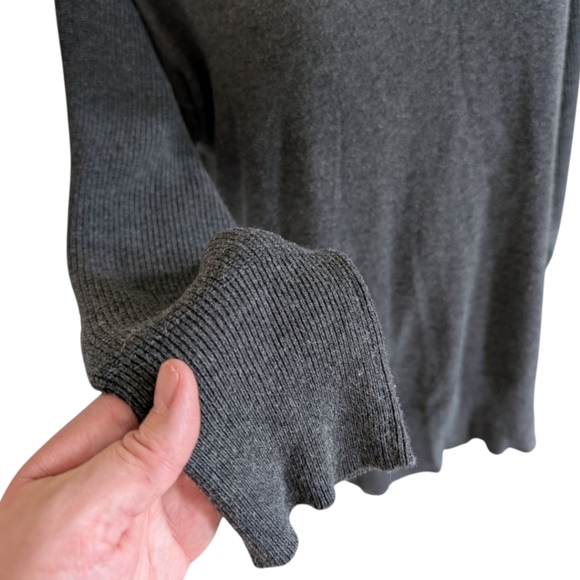 Paper Label Sweater Casual Staple Elevated Basic Women Large V Neck Cotton Grey - Picture 8 of 13